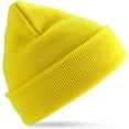Yellow Beanie Hat Knit Fisherman Beanie Y2K Skull Cap Cuffed Plain Warm