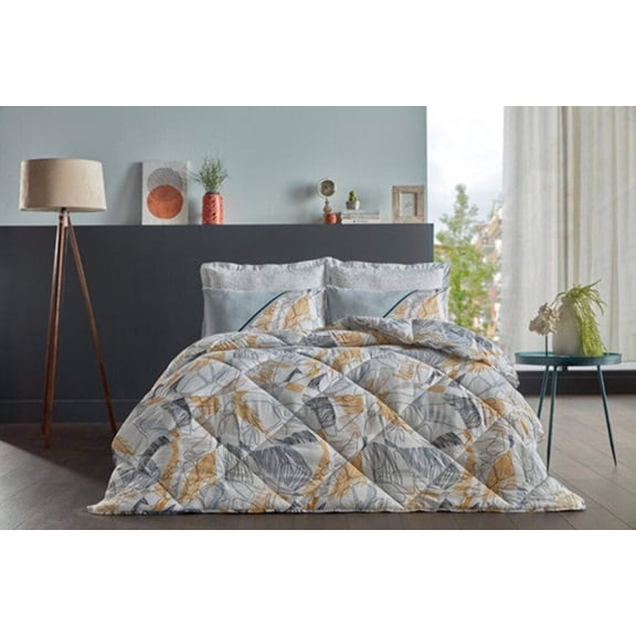 Gray Yellow Bedding Set - Queen Size (6 Pieces)
