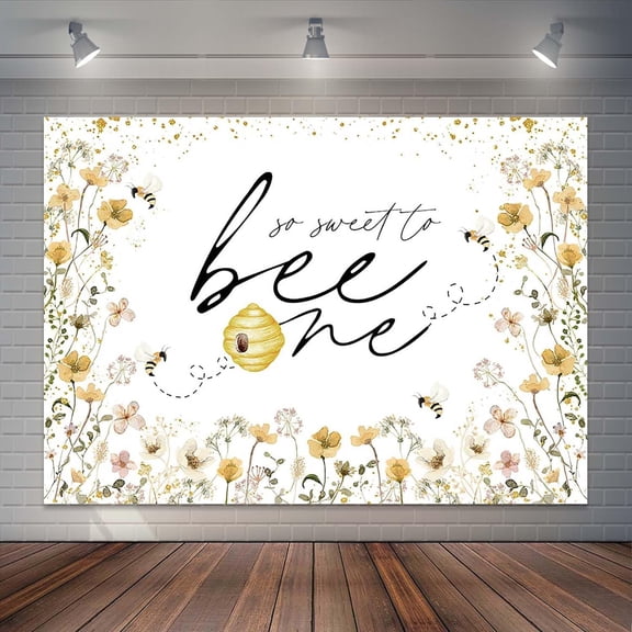 Yellow Bee 1st Birthday Backdrop Wildflower Honey Bee Girl 1st Birthday Party Background So Sweet to Bee One Cake Table Party Decoration Banner Photo Booth Props