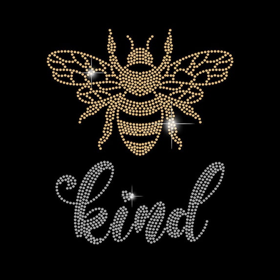 Yellow Bee Iron on Rhinestone Kind Letters T-Shirt Crystal Heat Transfer Hot fix Rhinestone Bling DIY Decals for Kid's Clothing Vest Shoes Hat Jacket DIY Accessories