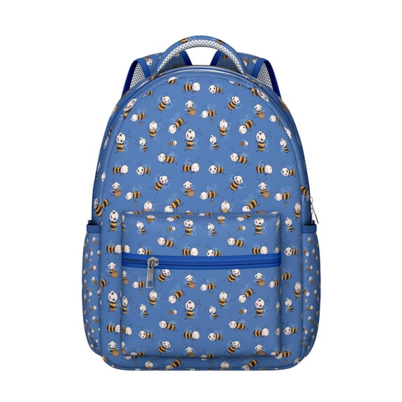 Yellow Bee Pattern Student Backpack Durable Waterproof Composite Oxford Cloth, Scratch-Resistant, Adjustable Straps, Breathable Padding, Multifunctional School Bag for Outdoor and Travel Activities
