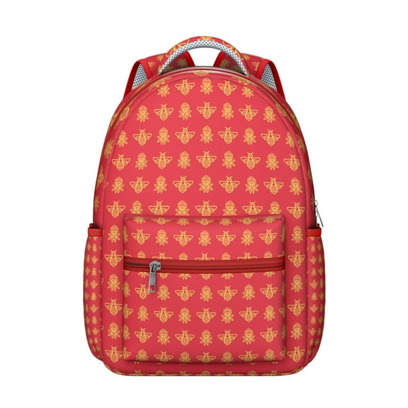 Yellow Bee Pattern Student Backpack Durable Waterproof Composite Oxford Cloth, Scratch-Resistant, Adjustable Straps, Breathable Padding, Multifunctional School Bag for Outdoor and Travel Activities