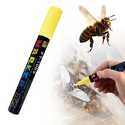 Yellow Bee Queen Marking Pen 5.3"   Quick-Dry Fluorescent Paint Marker for Beekeeping, Safe Non-Toxic Ink with Pen Clip, 10ml