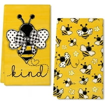 Yellow Bee Summer Kitchen Towels Dish Towels Set of 2,Be Kind Spring Hand Towels 18x26 Inch Drying Dishcloth,Farmhouse Home Seasonal Holiday Summer Decorations AD299