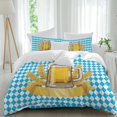 thumbnail image 1 of Yellow Beer Mugs Full Size Comforter Set, Golden Beer Wheat White Blue Rhombus Plaid Bedding for All Seasons, 4 Pcs Bed Set, 1Quiltcover (86"x86") ,1Sheet(80"x116"), 2Pillowcases (30"x20"), 1 of 12