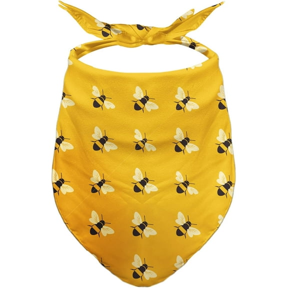 Yellow Bees Dog Bandanas, Honeybee Dog Scarf, Accessories for Medium Large Dogs