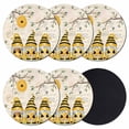 thumbnail image 1 of Yellow Bees Gnomes Coasters Set of 6, Absorbent Coasters for Drinks, Spring Floral Branches Pastoral Coaster for Desk Coffee Table Protection, Home Decor House Warming Gifts 4", 1 of 8