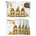 thumbnail image 1 of Yellow Bees Gnomes Placemats Set of 4, Spring Floral Branches Modern Art Placemats for Dining Table, Place Mats for Kitchen Tabletop, Waterproof Wipeable Dining Table Mats Set, 1 of 9