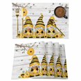 thumbnail image 1 of Yellow Bees Gnomes Placemats Set of 4, Spring Floral Branches Wooden Placemats for Dining Table, Place Mats for Kitchen Tabletop, Waterproof Wipeable Dining Table Mats Set, 1 of 9