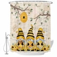 thumbnail image 1 of Yellow Bees Gnomes Shower Curtain, Waterproof Shower Curtains for Bathroom, Spring Floral Branches Pastoral Washable Fabric Bathtub Curtain Set Bath Decor with 12 Hooks 72"x78", 1 of 6