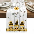 thumbnail image 1 of Yellow Bees Gnomes Table Runner - 108 Inch Long, Kitchen Dining Table Runner Dresser Scarves, Spring Floral Branches Wooden Farmhouse Decor for Coffee Tables Wedding Party Banquet, 1 of 8