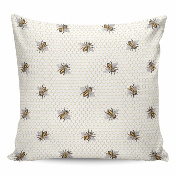 Yellow Bees Pillow Covers 26x26 Inch Decorative Throw Pillow Cover, Honeybee Geometric Hive Simple Pastoral Sofa Pillowcases Accent Cushion Case Home Decor Bedroom Living Room