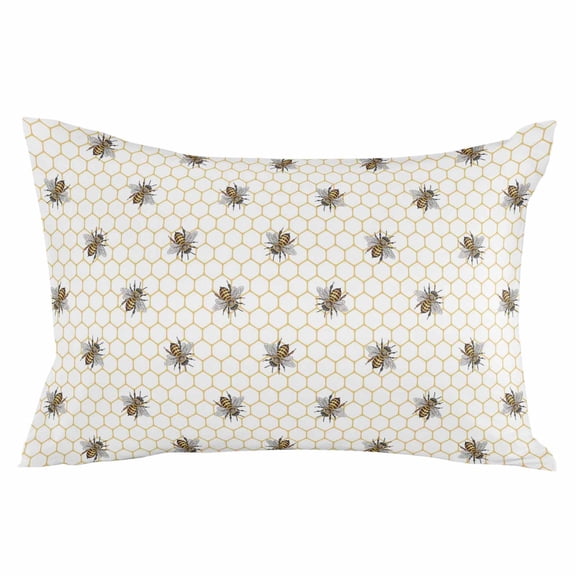 Yellow Bees Throw Pillow Cover 12 x 20 Inch Decorative Pillow Cover Honeybee Geometric Hive Simple Pastoral Lumbar Pillowcase Seasonal Rectangle Cushion Case for Couch Sofa Bed Living Room