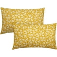 thumbnail image 1 of Yellow Beige Daisy Floral Lumbar Pillow Covers 12X20 Inch Vintage Flowers Pillow Cases Set of 2 Block Print Cotton Linen Throw Pillows Farmhouse Decor for Sofa Couch Porch Bed Cushion Outdoor, 1 of 6