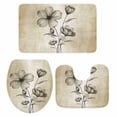 thumbnail image 1 of Yellow Beige Flower Bath Mat 3 Piece Bathroom Rug Set, Farmhouse Shabby Chic Wildflower Non Slip Bath Rug Contour Mat and Toilet Lid Cover, Absorbent Shower Mats Soft Bath Rugs and Mats Sets, 1 of 8