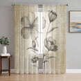 thumbnail image 1 of Yellow Beige Flower Sheer Curtains 63 Inch Length 2 Panels Set, Farmhouse Shabby Chic Wildflower Voile Window Treatment Rod Pocket Curtains Sheers Drapes for Bedroom/Living Room/Kitchen 52x"63"x2, 1 of 7