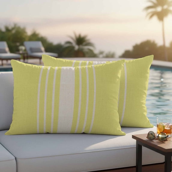 Yellow Beige Striped Outdoor Pillow Covers 20x12 Inch Lumbar Pillow Covers Set of 2 Waterproof Decorative Throw Pillow Cases Modern Farmhouse Retro Lines Cushion Covers for Patio Furniture Garden
