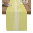 thumbnail image 1 of Yellow Beige Striped Short Table Runners 36 Inches, Cotton Linen Fabric Table Runner Dresser Scarf, Farmhouse Retro Lines Modern Tablerunner for Party/Kitchen/Dinner/Wedding Decor 13''x36'', 1 of 7