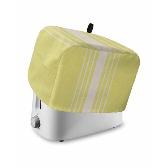 Yellow Beige Striped Small Toaster Cover 2 Slice, Kitchen Appliance Covers, Modern Farmhouse Retro Lines Toaster Oven Cover with Loop, Bread Machine Cover Polyester Dust Cover Protection