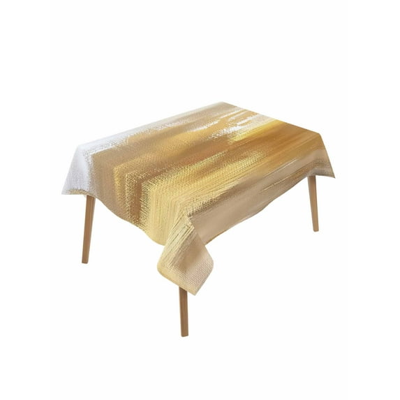 Yellow Beige Table Cloth, Modern Oil Painting Abstract Art Waterproof Tablecloth for Rectangle Tables, Reusable Washable Fabric Table Cover for Restaurant Kitchen Dining Tables 52"x70"