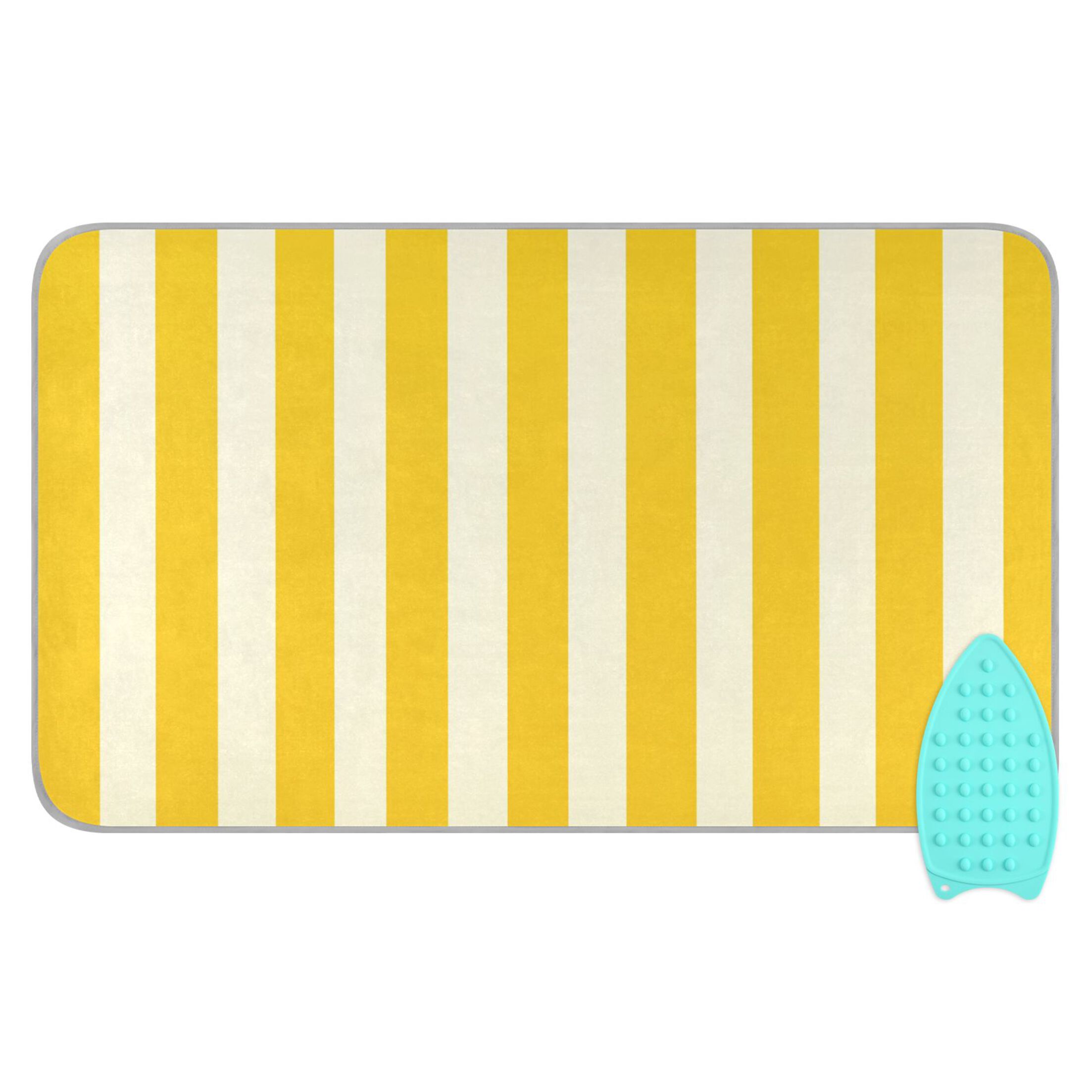 Yellow Beige Vertical Stripes Ironing Mat Blanket Portable Travel Ironing Pad Heat Resistant Pad 47.2" x 27.6”