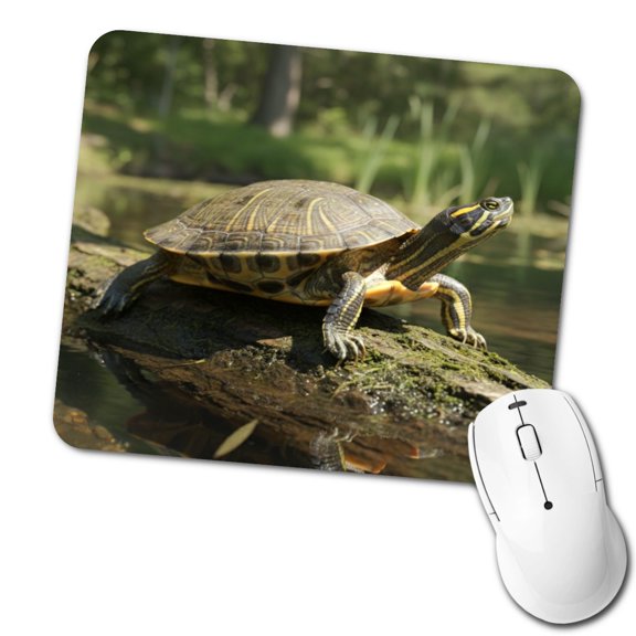 Yellow Bellied Slider Turtle Photo Mouse Pad Low Profile Gaming Mat