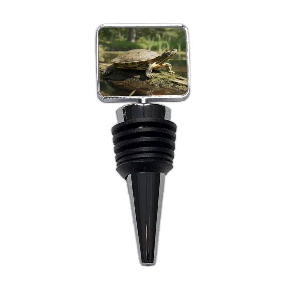 Yellow Bellied Slider Turtle Photo Wine Bottle Stopper Cap Plug
