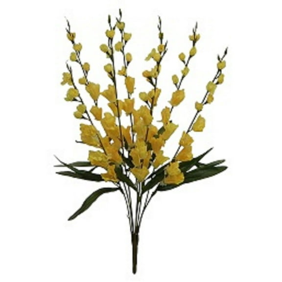 Yellow Bells of Ireland 32in Artificial Polysilk Faux Fake Flower Shell Flower Bush for Craft Home Garden Outdoor Bouquet Arrangement Ceremony Wedding Arch Floral Wall Aisle Decor (Yellow, Set of 2)