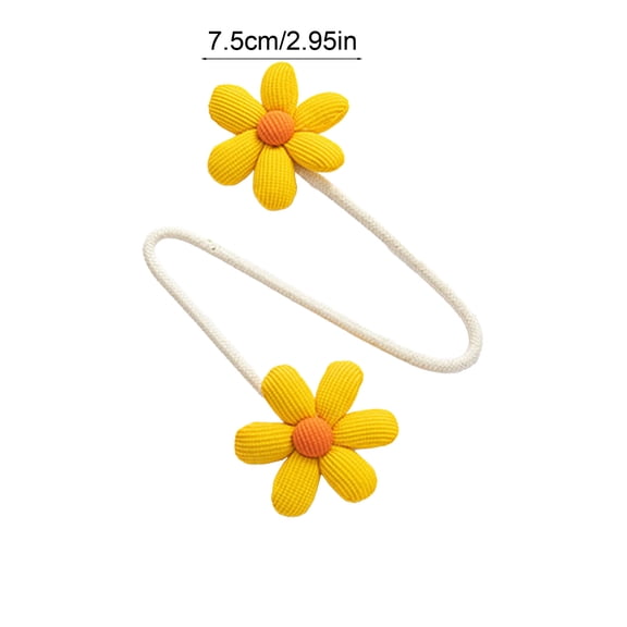 Yellow Bendable Floral Curtain Tiebacks 2 Pack Twist Rope With Flower Decor For Drapes Sheers And Window Use