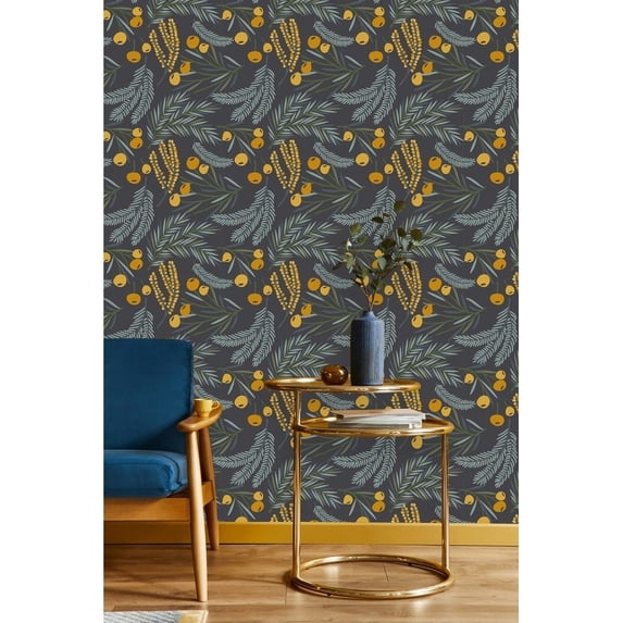 Yellow Berries Wallpaper Pre-Pasted - 25"W x 125"H