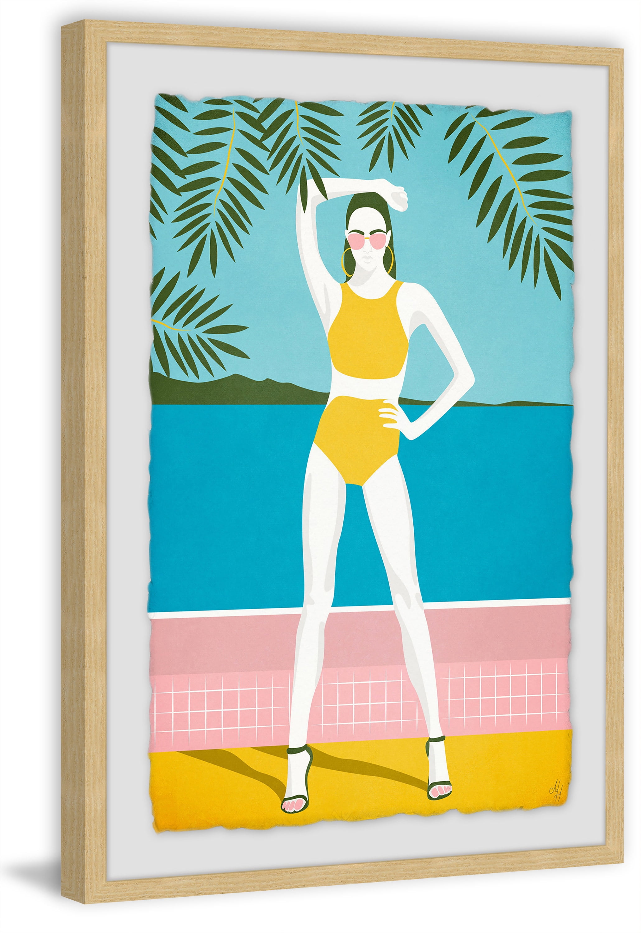 Yellow Bikini Framed Painting Print