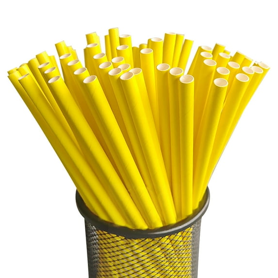 Yellow Biodegradable Paper Straws co-Friendly Biodegradable Drinking Straws Bulk for Party Supplies, Bridal/Baby Shower, Birthday, Mixed Drinks, Weddings, Restaurant, Food Service, Drink Stirrer