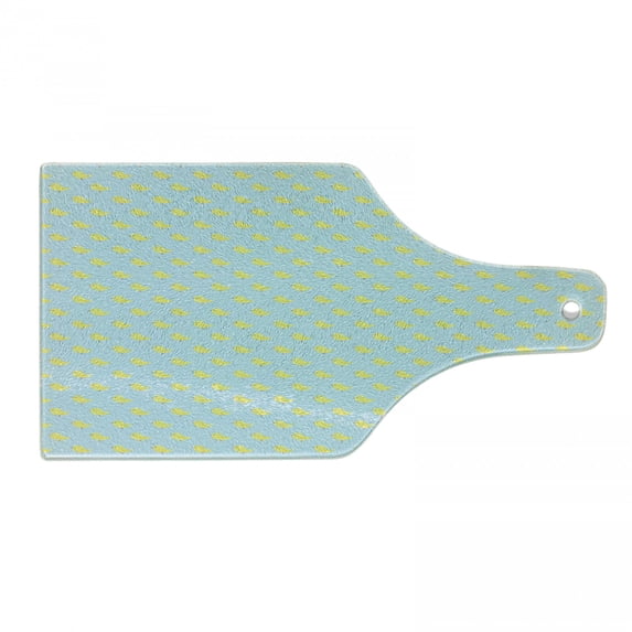 Yellow Bird Cutting Board, Nursery Themed Pattern Symmetric Simple Tiny Chickens, Decorative Tempered Glass Cutting and Serving Board, in 3 Sizes, by Ambesonne