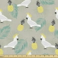 thumbnail image 1 of Ambesonne Yellow Bird Fabric by the Yard Upholstery, Pineapples and Parrots, 5 Yards, Dust Pastel Yellow, 1 of 4