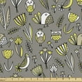 thumbnail image 1 of Yellow Bird Fabric by the Yard Upholstery, Abstract Floral Concept Avian Animals and Tulips, Decorative Fabric for DIY and Home Accents, 2 Yards, Slate Brown Yellow by Ambesonne, 1 of 4