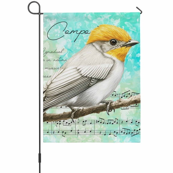 Yellow Bird Garden Flags For Outdoor, Vintage Bird Small Double Side Yard Flags Weather Proof Garden Decor for Lawn Outside Holiday 12 x 18 Inches