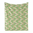 thumbnail image 1 of Yellow Bird Soft Flannel Fleece Throw Blanket, Recently Hatched Little Baby Chickens Vintage Engraved, Cozy Plush for Indoor and Outdoor Use, 50" x 60", Green Champagne, by Ambesonne, 1 of 5