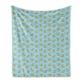 thumbnail image 1 of Yellow Bird Soft Flannel Fleece Throw Blanket, Simplistic Pattern with Rubber Toy Duck Drawing, Cozy Plush for Indoor and Outdoor Use, 70" x 90", Pale Sky Blue Mustard, by Ambesonne, 1 of 5