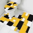 thumbnail image 1 of Yellow Black Bathroom Rugs Set Geometric Abstract Color Block Modern Art Non Slip Absorbent Soft Bath Mats 3 Piece Set with Bathroom Rug, U-Shaped Floor Mat, Toilet Seat Cover Small Size, 1 of 9