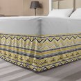 thumbnail image 1 of Yellow and Black Bed Skirt, Primitive Design with Zig Zag Lines Stripes Chevron, Elastic Bedskirt Dust Ruffle Wrap Around for Bedding Decor, 4 Sizes, Yellow Black and White, by Ambesonne, 1 of 2