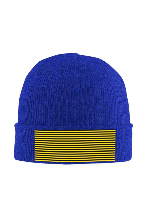 Yellow-Black-Bee-Stripes Beanie Hat Knit Hat Skull Cap for Men Women Winter Hat Blue