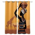 thumbnail image 1 of Yellow Black Black Out Curtains 54 Inch Long, Short Curtains for Small Window, Vintage Ethnic Tribe Abstract Art Room Darkening Farmhouse Window Curtains for Kitchen Bedroom 42"x54" 2 Panels, 1 of 8
