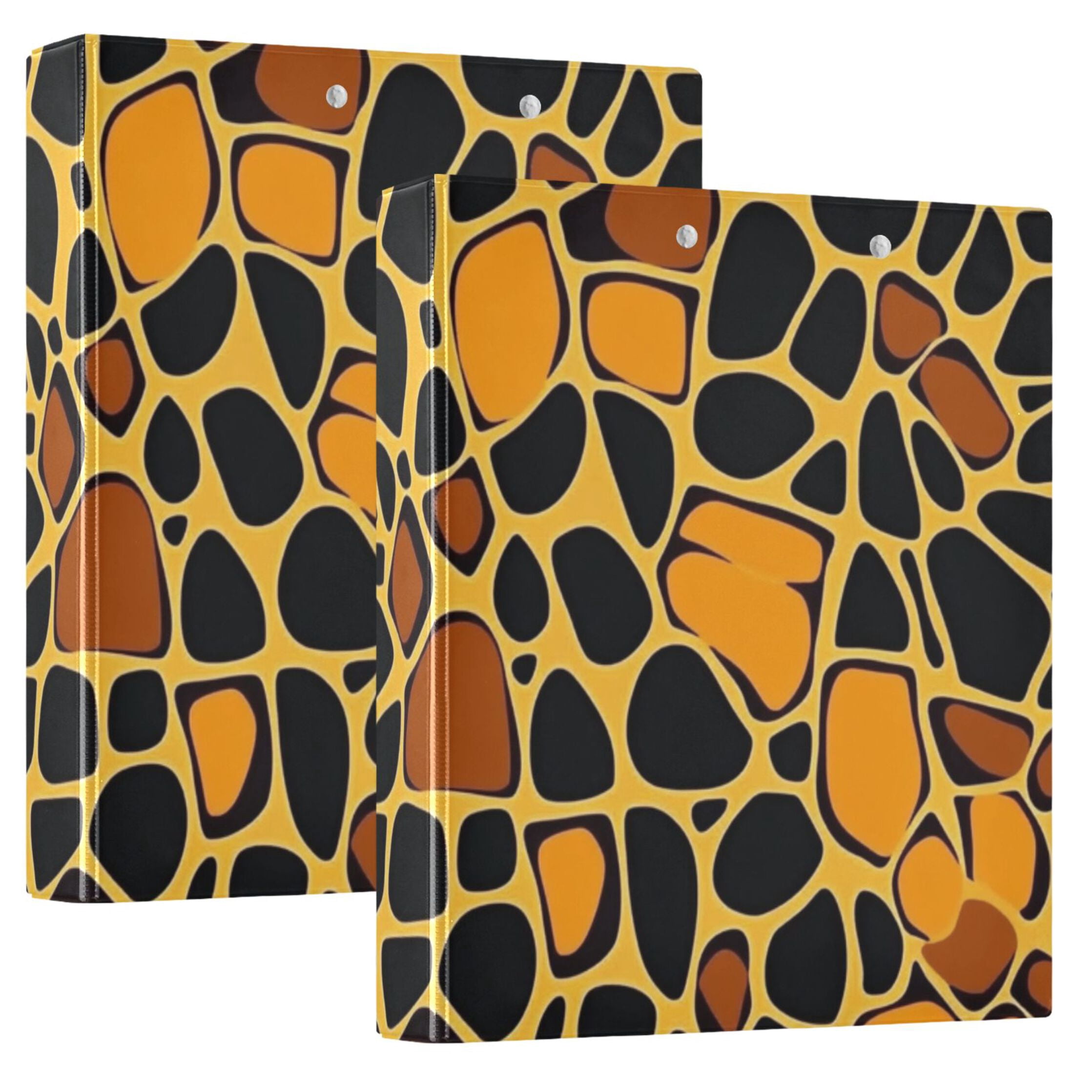 Yellow Black Blocks 3 Ring Binders 1.5 inch Hardcover File Folders with Interior Pockets A4 Size Organizer for School Office Hospital