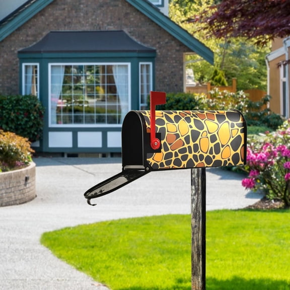 Yellow Black Blocks Mailbox Cover Magnetic Standard Size Post Box Cover Wraps Home Garden Decor 18" X 21"