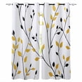 thumbnail image 1 of Yellow Black Branches Blackout Curtains for Bedroom Living Room Darkening Curtains 54 Inch Long Spring Rusitc Botanical Leaves Short Curtain for Small Window Treatment Grommet Drapes 52"x54"x2, 1 of 9