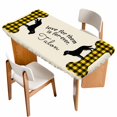 thumbnail image 1 of Yellow Black Buffalo Checkered Table Cloths for 3 Foot Rectangle Tables, Bones Cute Dogs Pets Patio Waterproof Elastic Fitted Tablecloths, Washable Rectangular Table Cover for Camping, 1 of 8