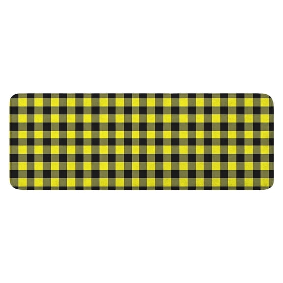 Yellow Black Checkerboard Checkered Pattern Kitchen Rug Mat,Kitchen Runner Rugs Non Skid Washable,Decorative Kitchen Floor Mats for Kitchen,Sink,Laundry,17"x47.2"