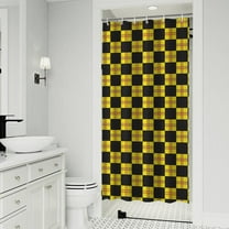 Yellow and Black Checkerboard Checkered Pattern Shower Curtain 36"x72" ,Bathroom Decorative Shower Curtains Set with 12 Hooks,Modern Waterproof Washable Shower Curtain