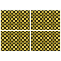 Yellow and Black Checkerboard Checkered Pattern Summer Placemats Table Placemats Set Of 4-Linen Kitchen Washable Placemats Table Mats 11.8"x17.7" Non-Slip Heat Resistant