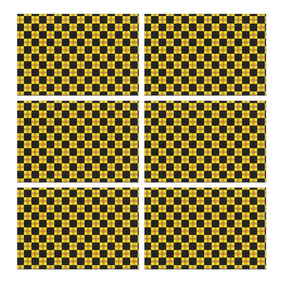 Yellow and Black Checkerboard Checkered Pattern Summer Placemats Table Placemats Set Of 6-Linen Kitchen Washable Placemats Table Mats 11.8"x17.7" Non-Slip Heat Resistant